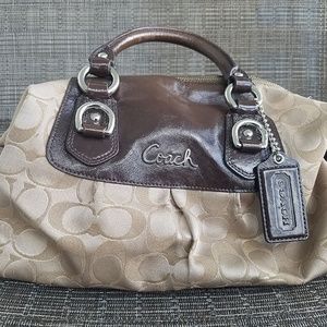 Beige and brown Coach bag/purse